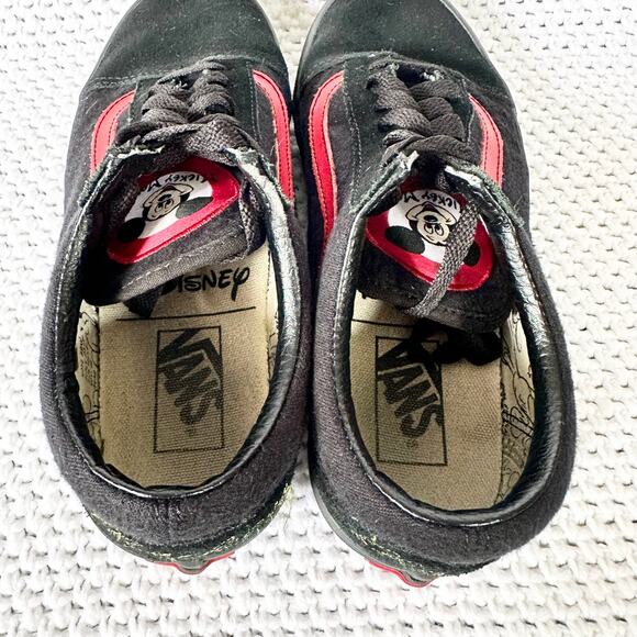 Vans Disney Old Skool Mickey Mouse Club Black Suede Red Stripe Low Top Sneakers - Picture 6 of 11